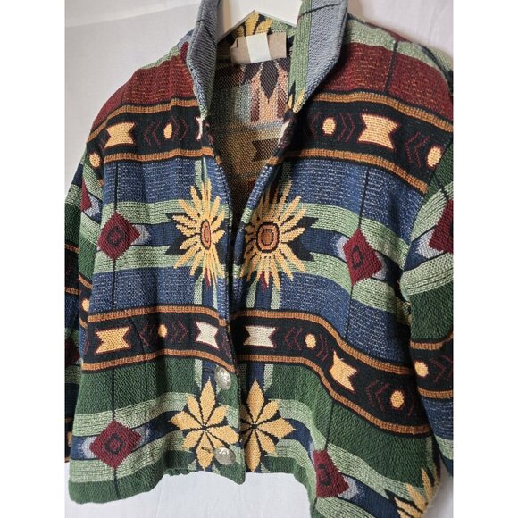 Vintage Painted Pony Southwest Aztec Tapestry Coat Size Small Women’s - Picture 2 of 15